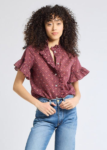 MILLE Vanessa Top - Burgundy Foulard