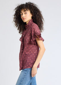 MILLE Vanessa Top - Burgundy Foulard