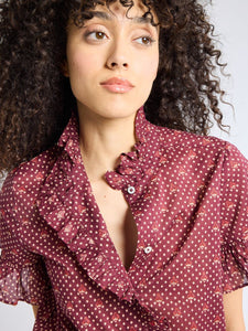 MILLE Vanessa Top - Burgundy Foulard