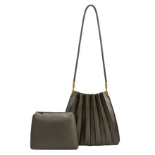 Load image into Gallery viewer, Melie Bianco Carrie Pleated Vegan Shoulder Bag - Olive