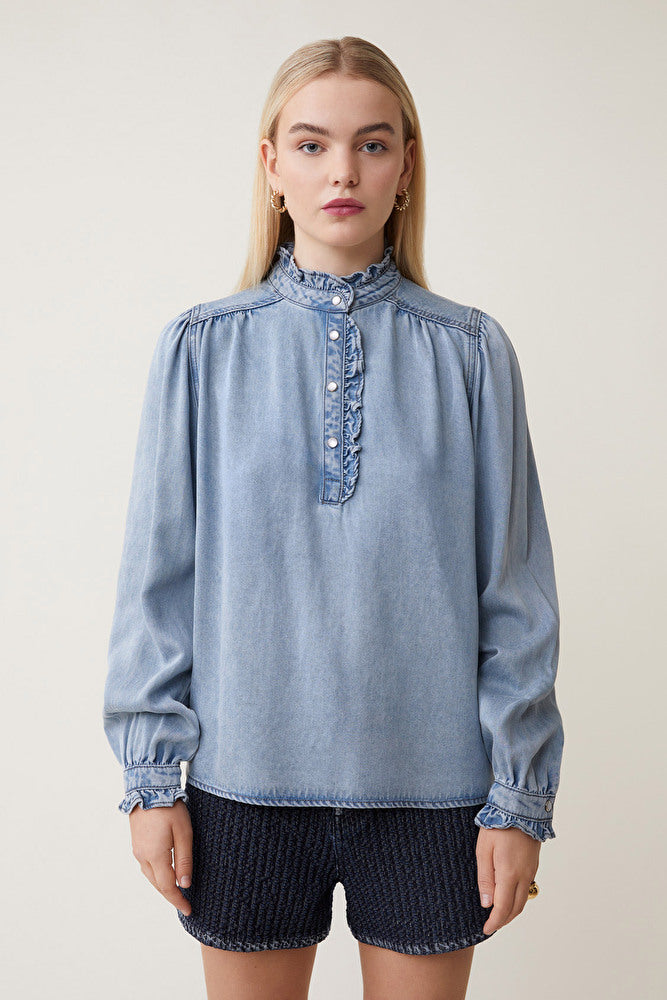 Suncoo Laura Denim Blouse - Blue Jeans