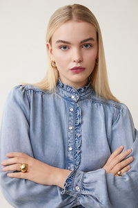 Suncoo Laura Denim Blouse - Blue Jeans