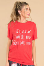Load image into Gallery viewer, P.J. Salvage Chillin w/My Snowmies Short Sleeve Tee - Scarlet