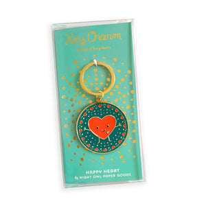 Night Owl Paper Goods Happy Heart Enamel Keychain