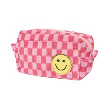 Load image into Gallery viewer, Malibu Sugar Checkered Cosmetic Bag w/ Chenile Patches - 4 Colors