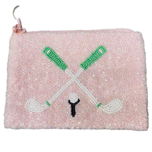 Tiana Designs Beaded Coin Purse - Pink Golf Clubs