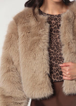 Load image into Gallery viewer, BLANKNYC Prime Asset Collarless Fur Jacket - Sand