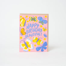 Load image into Gallery viewer, Egg Press Manufacturing - Butterfly Birthday Letterpress Greeting Card by Hello!Lucky: Plastic sleeve