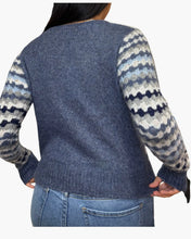 Load image into Gallery viewer, Autumn Cashmere Multi Color Fancy Stitch Crew - Denim Multi