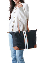 Load image into Gallery viewer, Haute Shore Nylon Striped Tote Bag - 3 Colors