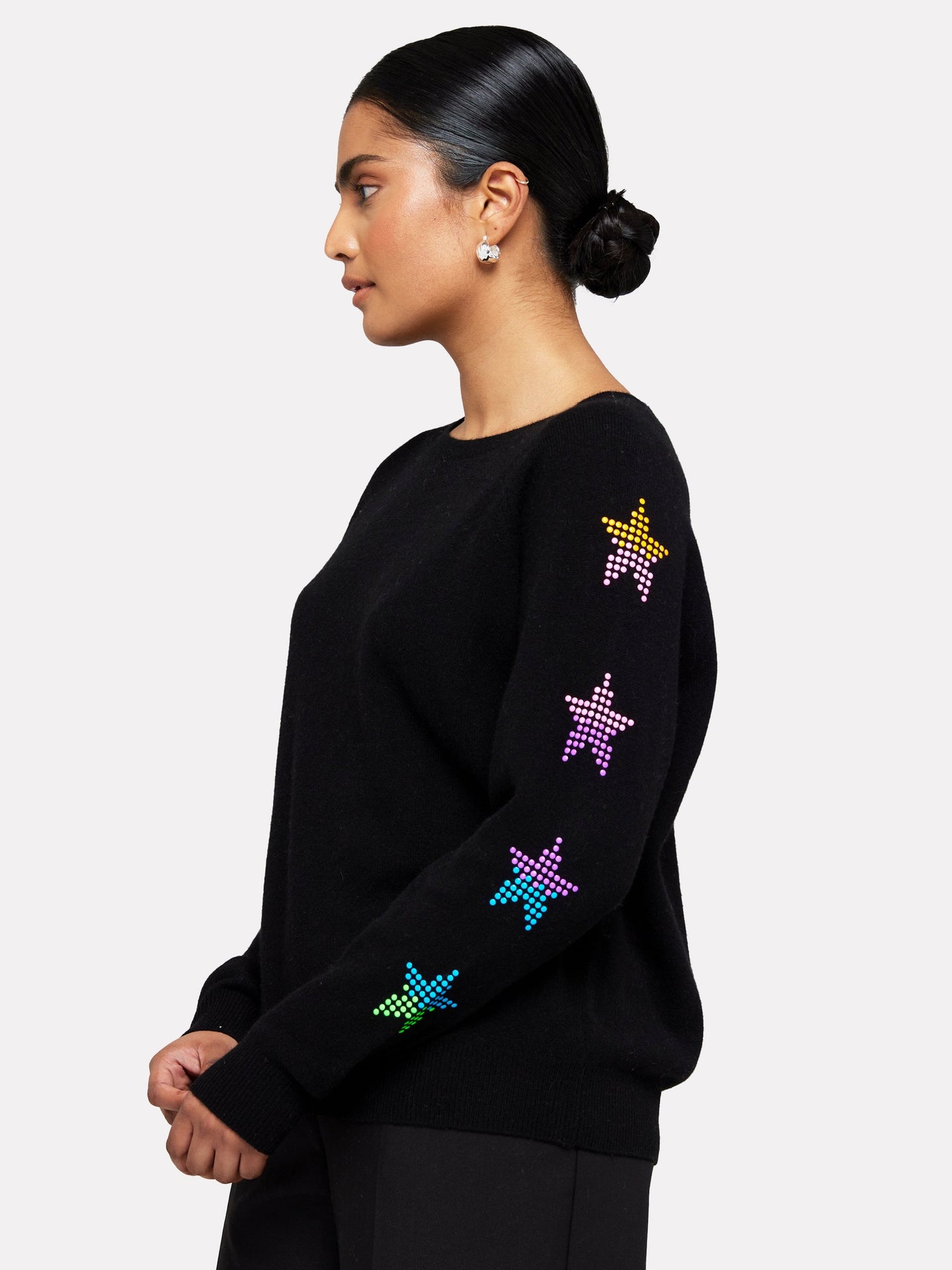 Brodie Star Studded Crew Neck - Black