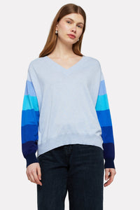 Brodie Rainbow Raglan V-Neck- Frost Blue