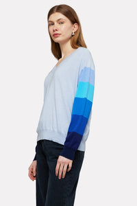 Brodie Rainbow Raglan V-Neck- Frost Blue