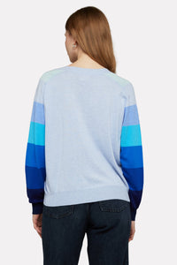 Brodie Rainbow Raglan V-Neck- Frost Blue