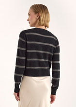Load image into Gallery viewer, Brodie Simone Lurex Stripe Cardi - Charcoal/Gunmetal