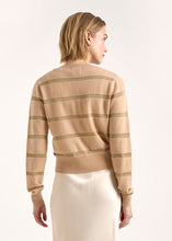 Load image into Gallery viewer, Brodie Simone Lurex Stripe Crew - Camel/Gold