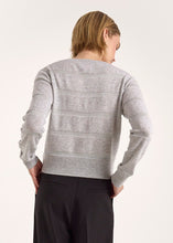 Load image into Gallery viewer, Brodie Simone Lurex Stripe V-Neck - Super Grey/Silver