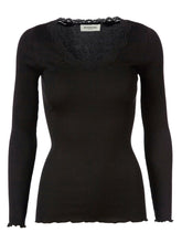 Load image into Gallery viewer, Rosemunde Long Sleeve Silk T-Shirt - Black