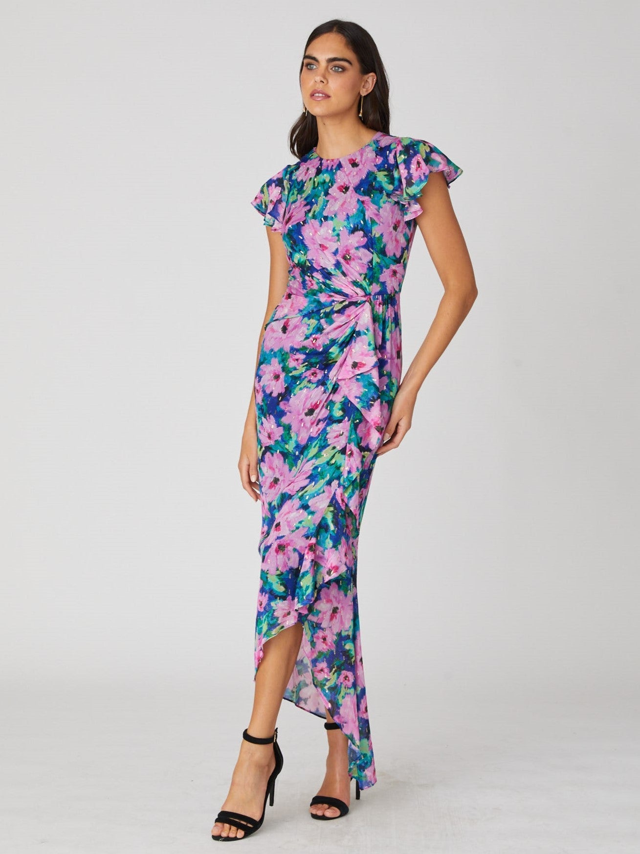 shoshanna maxi dress Shoshanna Asher Crystal Embellished Twill Maxi Dress - Navy/Silver