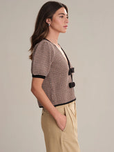Load image into Gallery viewer, 525 America Elaine Puff Sleeve Tie Front Cardigan - Sea Salt Multi