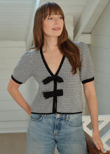 Load image into Gallery viewer, 525 America Elaine Puff Sleeve Bow Cardigan - Black Multi