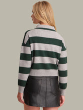 Load image into Gallery viewer, 525 America Lennon Double Collar Rugby Stripe Pullover - Grey Mist Heather Multi