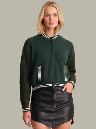 525 America Flynn Cable Sleeve Bomber - Bottle Green Multi