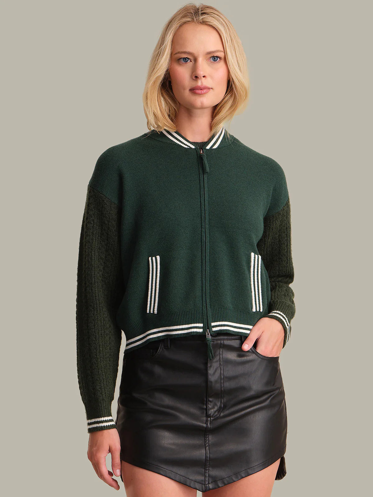 525 America Flynn Cable Sleeve Bomber - Bottle Green Multi