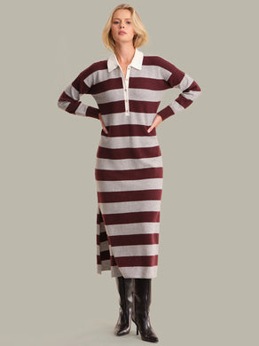 525 America Ruthie Rugby Stripe Maxi Dress - Oxblood Multi