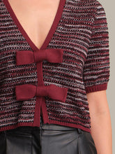Load image into Gallery viewer, 525 America Elaine Marled Bow Front Cardigan - Oxblood Multi