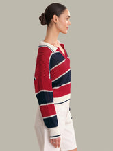 Load image into Gallery viewer, 525 America Alexa Rugby Stripe Polo Pullover - Racing Red Combo