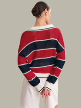 Load image into Gallery viewer, 525 America Alexa Rugby Stripe Polo Pullover - Racing Red Combo