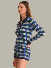 Load image into Gallery viewer, 525 America Sienna Plaid Rib Polo Top - Dark Blue Combo
