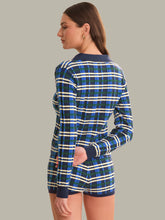 Load image into Gallery viewer, 525 America Sienna Plaid Rib Polo Top - Dark Blue Combo