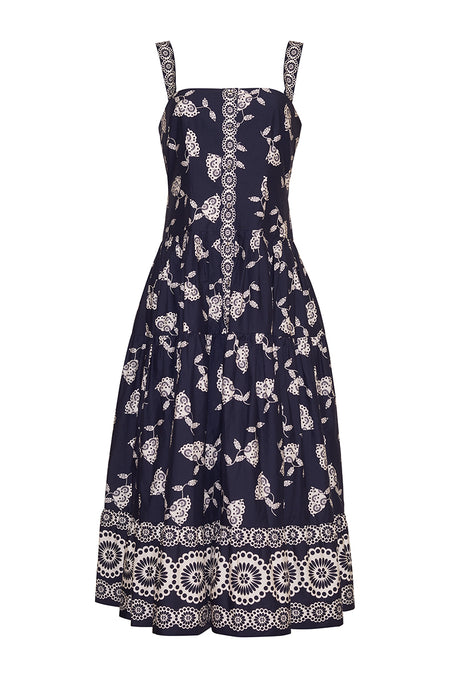 Cara Cara Margarita Dress - Floret Evening Blue