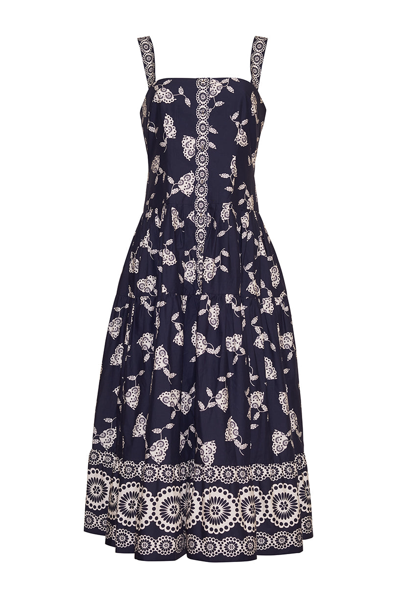 Cara Cara Margarita Dress - Floret Evening Blue