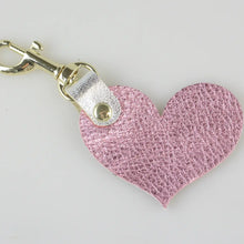 Load image into Gallery viewer, Zina Kao Two Tone Leather Heart Keychain - 12 Colors