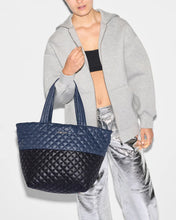 Load image into Gallery viewer, MZ Wallace Medium Metro Tote Deluxe - Black/Navy Color Block