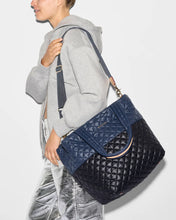 Load image into Gallery viewer, MZ Wallace Medium Metro Tote Deluxe - Black/Navy Color Block