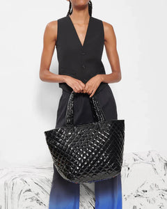 MZ Wallace Medium Metro Tote Deluxe - Black Lacquer