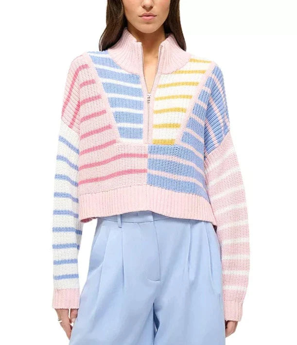 Staud Cropped Hampton Sweater - Sunset Stripe