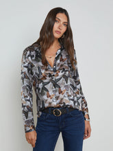 Load image into Gallery viewer, L&#39;Agence Tyler Silk Blouse - Multi Dark Butterfly