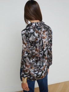 L'Agence Tyler Silk Blouse - Multi Dark Butterfly