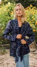 Load image into Gallery viewer, Marea Quilted Wrap Coat - Navy Bandana