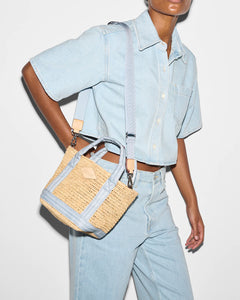 MZ Wallace Mini Raffia Tote - Raffia/Chambray