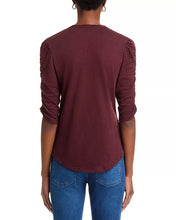 Load image into Gallery viewer, Veronica Beard Waldorf Ruched-Sleeve Tee - Raisin