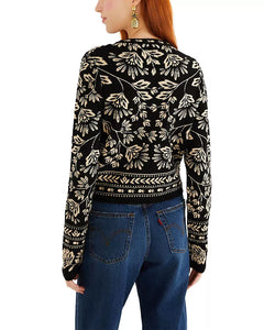 Farm Rio Flower Bloom Knit Cardigan - Black