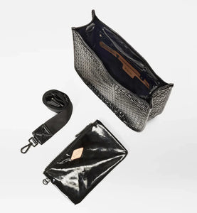 MZ Wallace Woven Box Crossbody - Black Lacquer