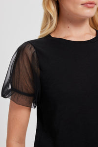 Goldie Tulle Princess Sleeve Tee - Black