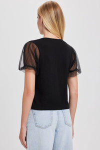 Goldie Tulle Princess Sleeve Tee - Black